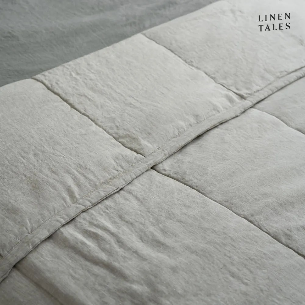 Natúr színű len steppelt ágytakaró 220x230 cm Melange – Linen Tales