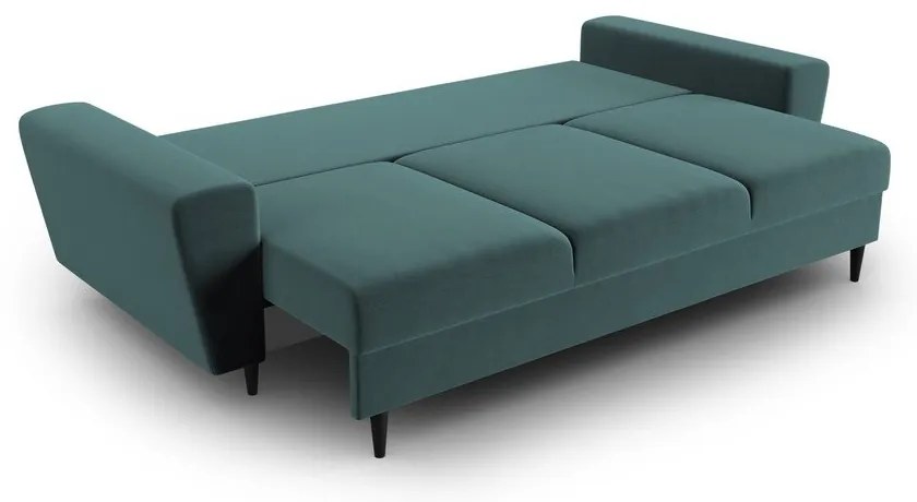 Petróleum színű bársony kinyitható tárolóhelyes kanapé 235 cm Kyoto – Cosmopolitan Design