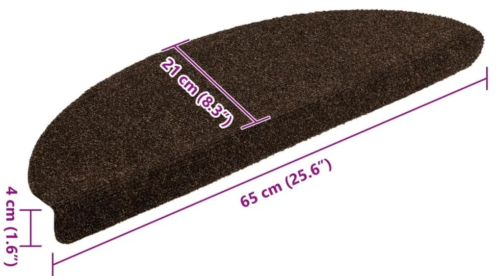 5 db öntapadós lépcsőszőnyeg 65 x 21 x 4 cm barna félkör alakú nagy