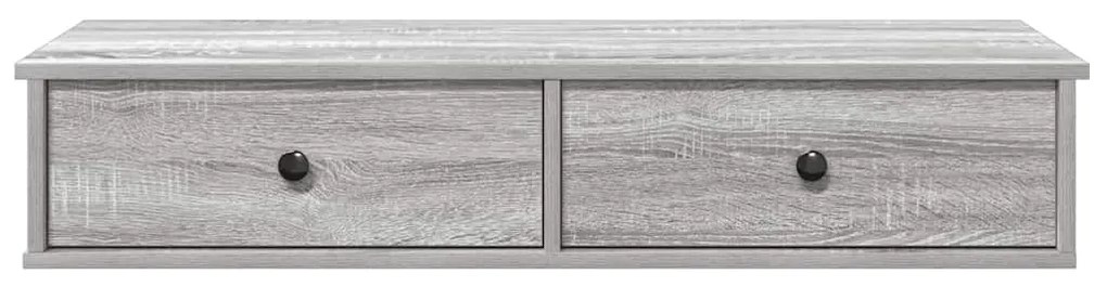 szürke sonoma szerelt fa falipolc fiókokkal 100 x 37,5 x 19 cm