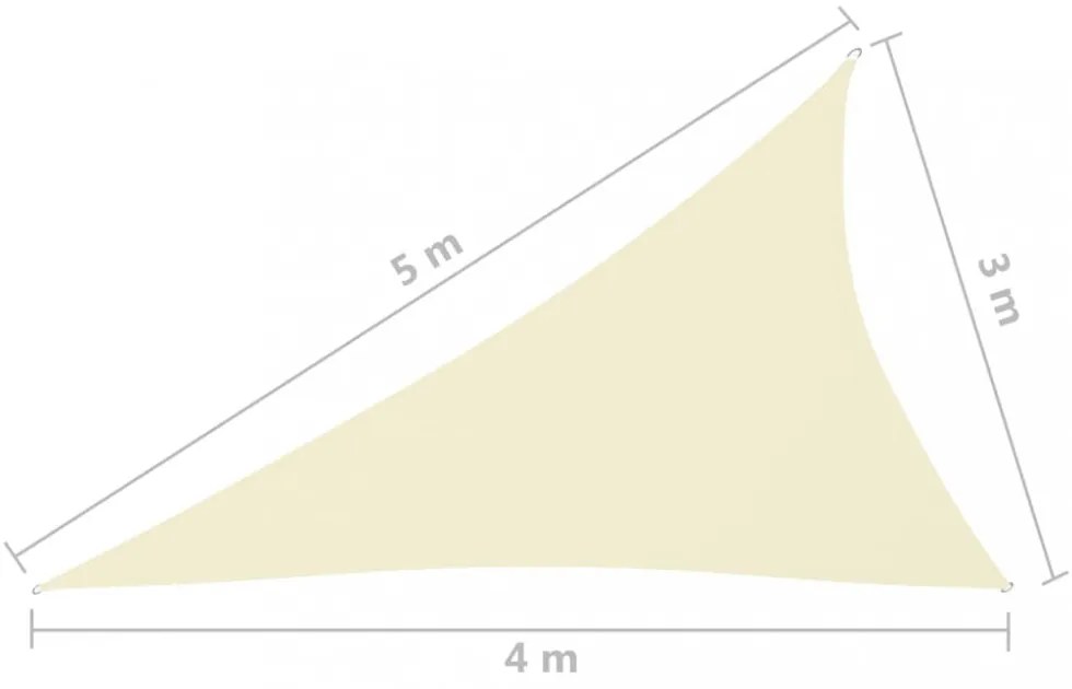 krémszínű háromszögű oxford-szövet napvitorla 3 x 4 x 5 m