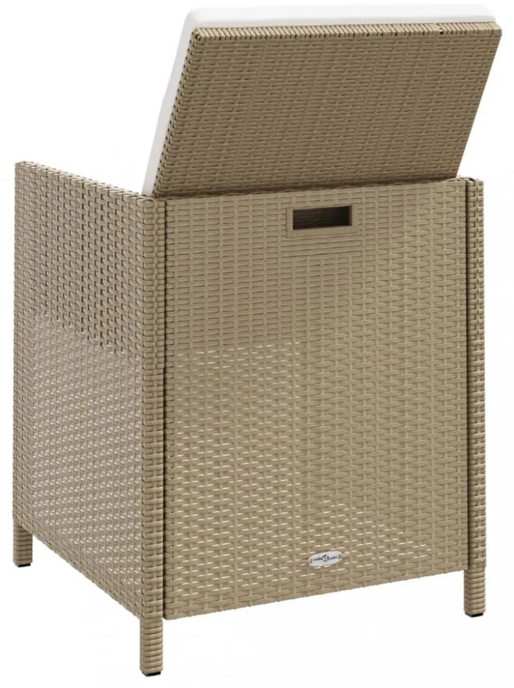 4 db bézs polyrattan kerti szék párnával