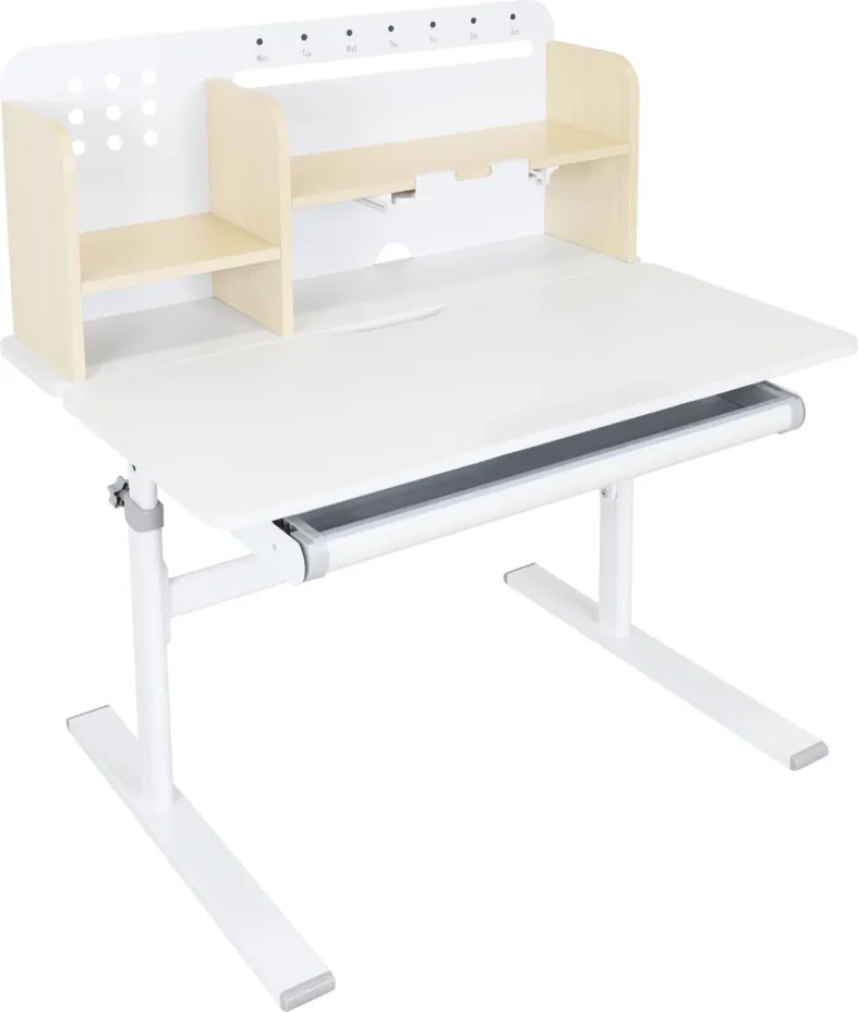 Növekvő íróasztal, természetes/fehér, ADAN