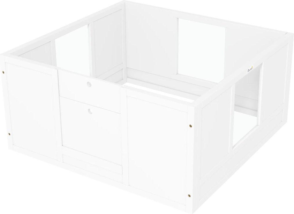 PawHut Kiskutya Szülődoboz, Kiskutya Játszóháló Ajtóval, Csúszásmentes Talpú Kutyajátszóháló, Kiskutya Játszódoz, Közepes Méretű Kutyák Számára, 100x9