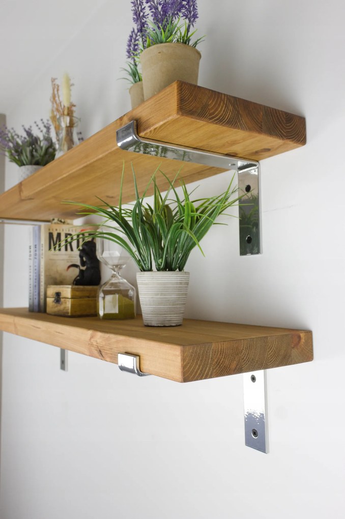 Glamour falra akasztható polc Ezüst fa konyha, nappali 120cm