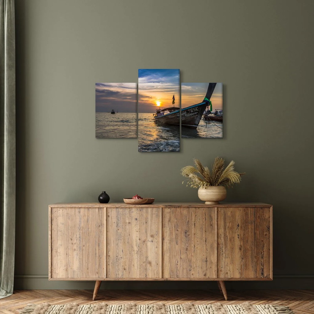 Egy csónak képe a parton (90x60 cm)