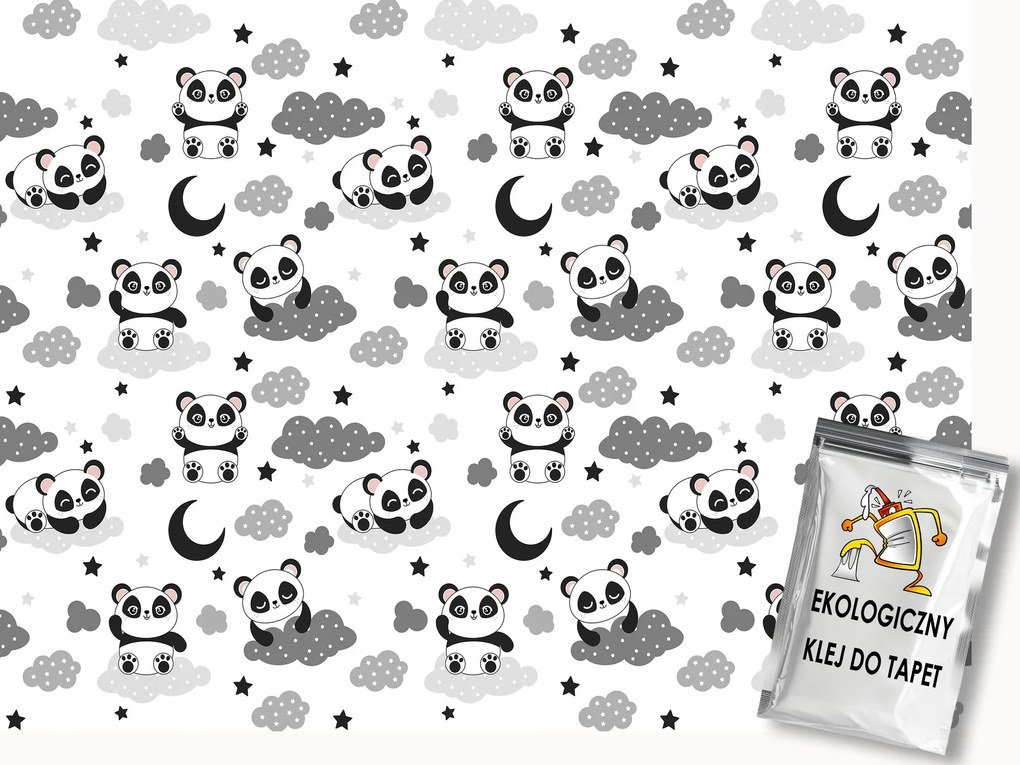 Fotótapéta Flizelina Gyerekek Éjszaka Álom Hold Csillagok Panda Mackó 100x75 ragasztó