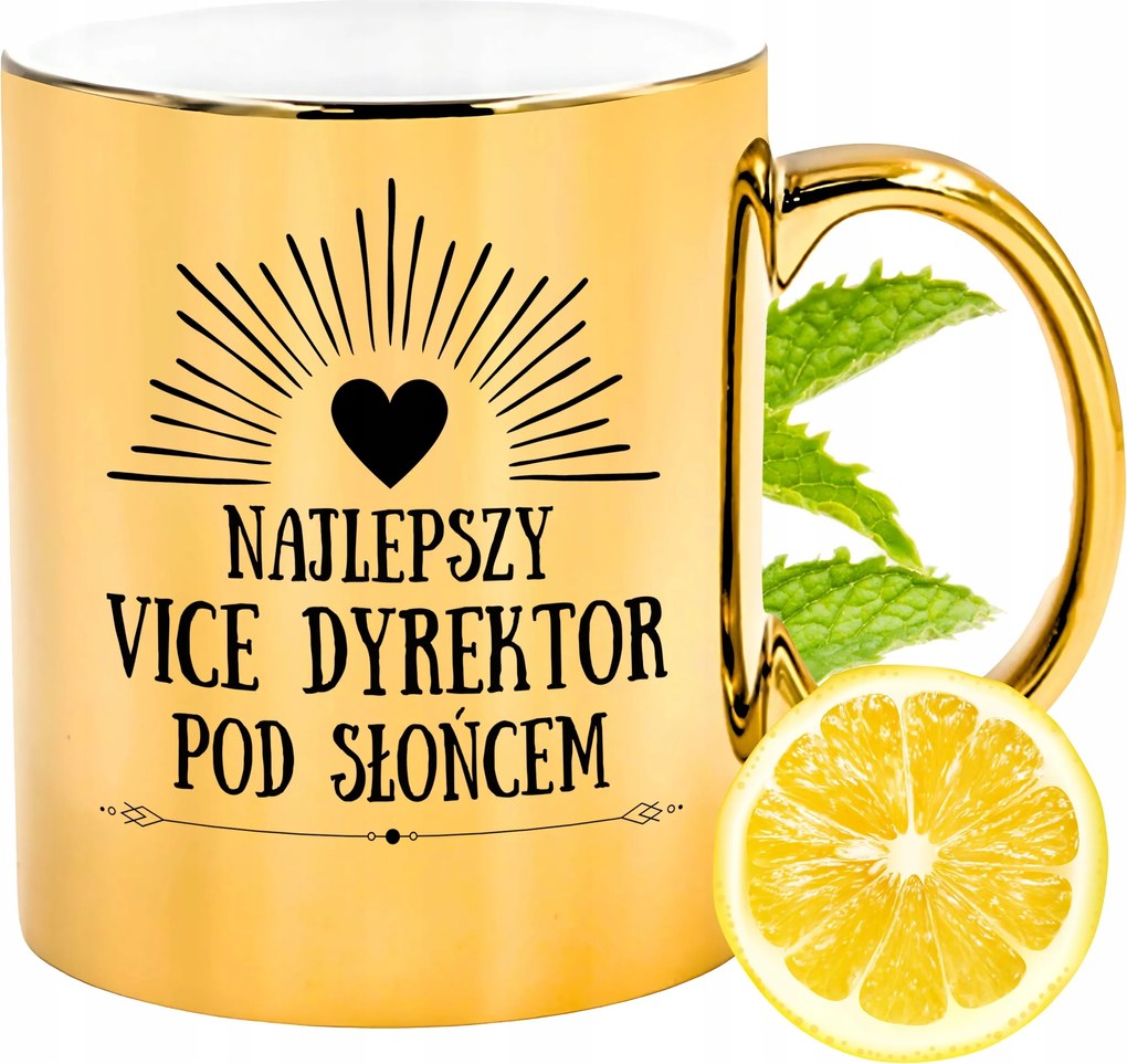 Arany csillogó bögre az igazgatóhelyettesnek ajándék fényképes nyomtatással