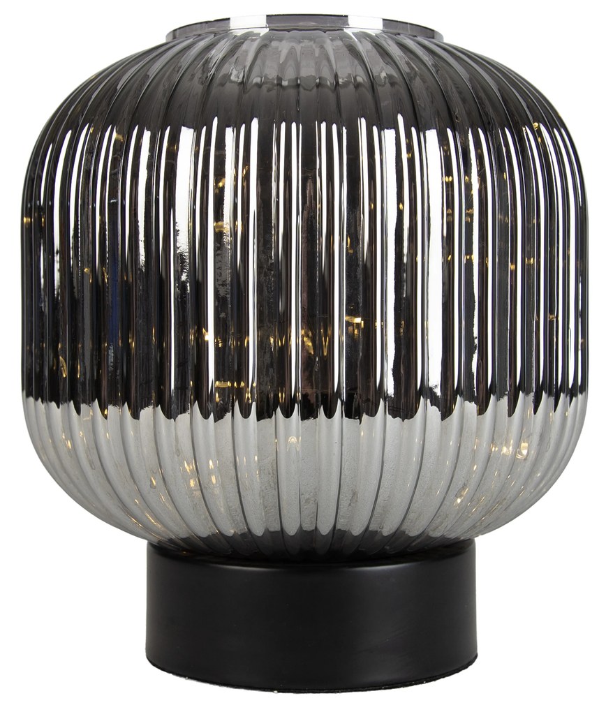 Art Deco asztali lámpa fekete füstüveggel, E27-es fényzsinórral - Karel