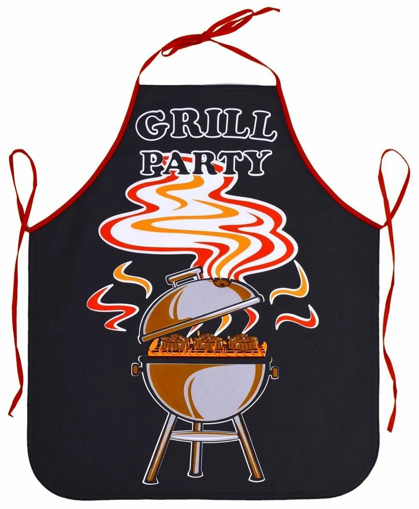 Grill party konyhai kötény fekete, 63 x 75 cm