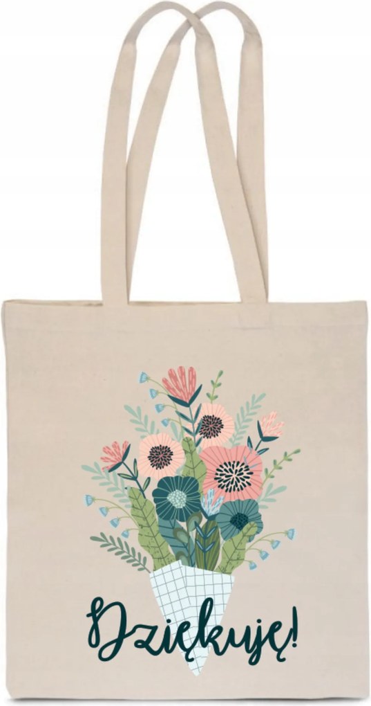 Öko Pamut Táska Köszönöm Természet Virágok Bevásárláshoz TT_155