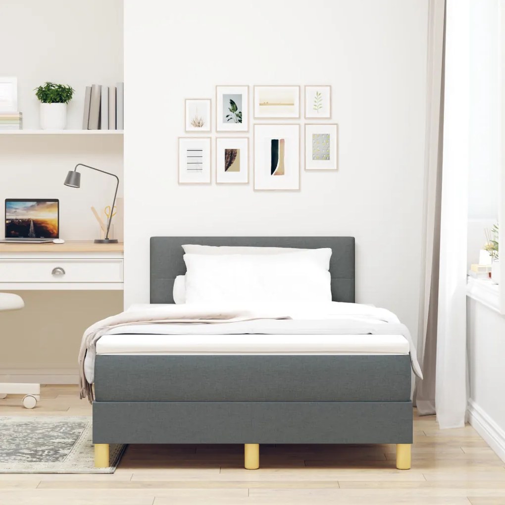 Box Spring Ágy Matraccal &amp; LED Sötétszürke 120x190 cm Szövet