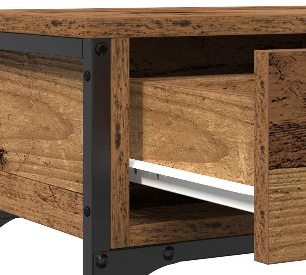 Konzol Asztal Régi Fa 100x25x75 cm Mérnöki Fa és Acél