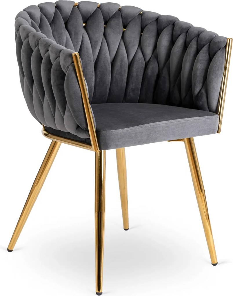 Fonott bársony szék szürke színben, CAPI