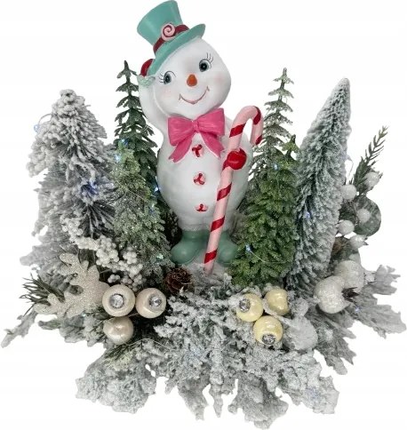 LED-es karácsonyi dísz hóemberrel téli dekoráció