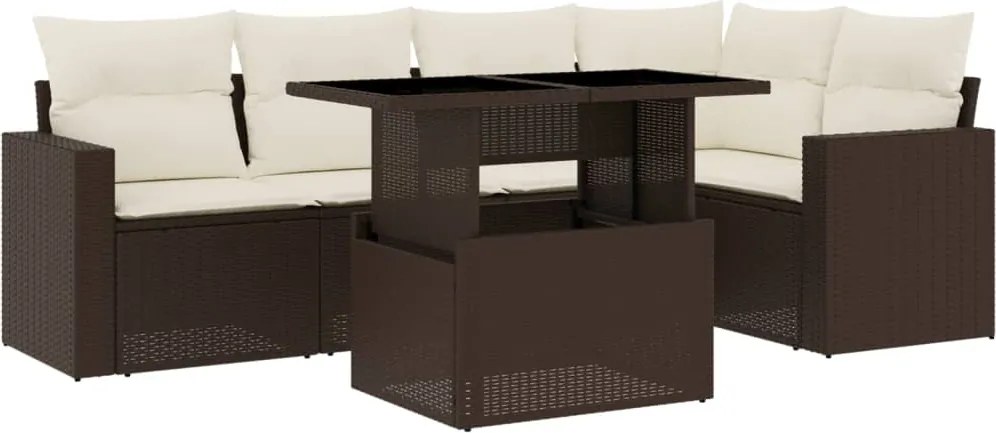 vidaXL 6 részes barna polyrattan kerti ülőgarnitúra párnával