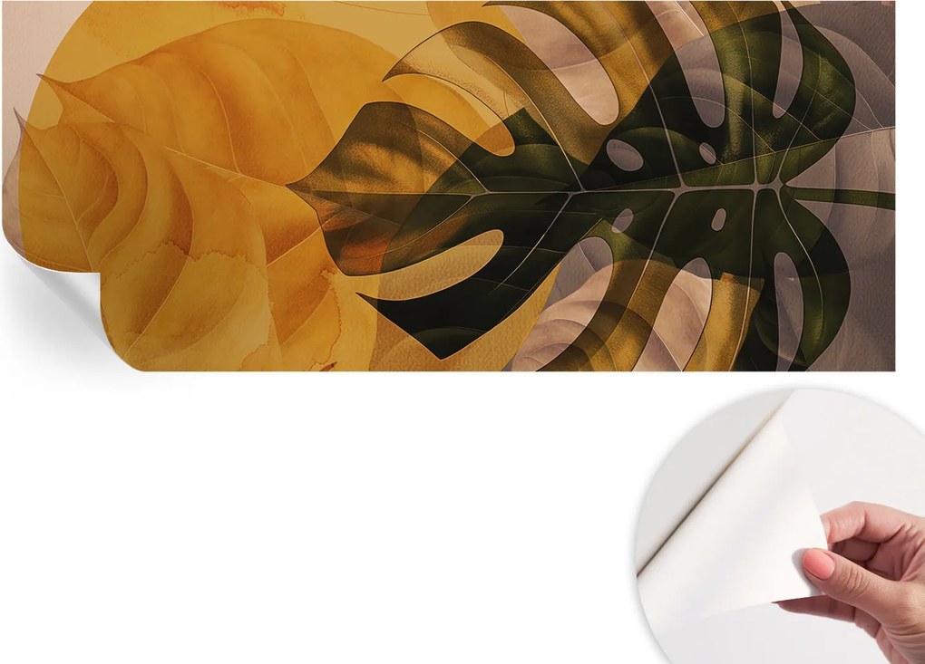 Divatos öntapadós tapéta Fali furnér Absztrakt levelek 250x104 cm