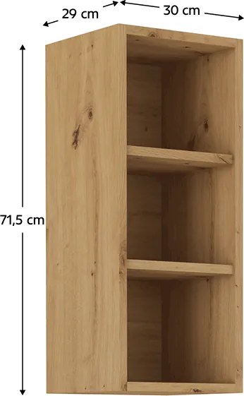 Felső nyitott szekrény, artisan tölgy, MONRO 30 G-72 OTW