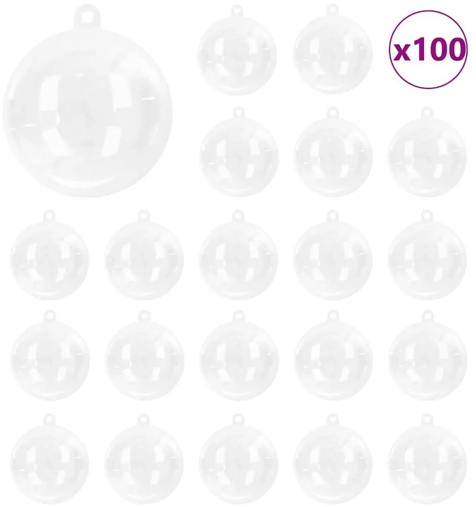 Karácsonyi Díszgömb Készlet 100 pcs Átlátszó Ø 8 cm