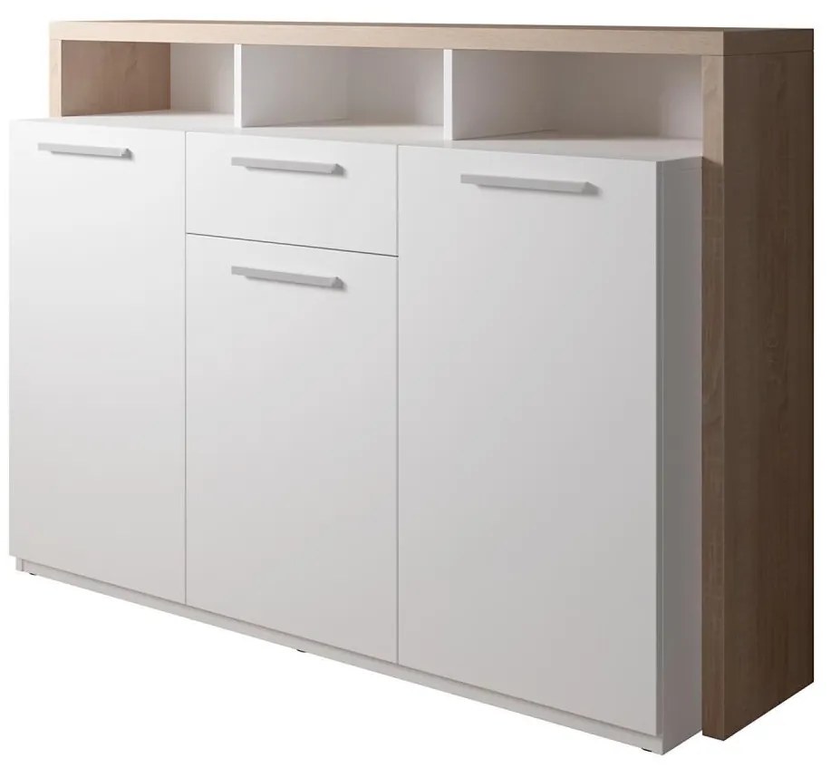 Komód LEBY sonoma tölgy/fehér