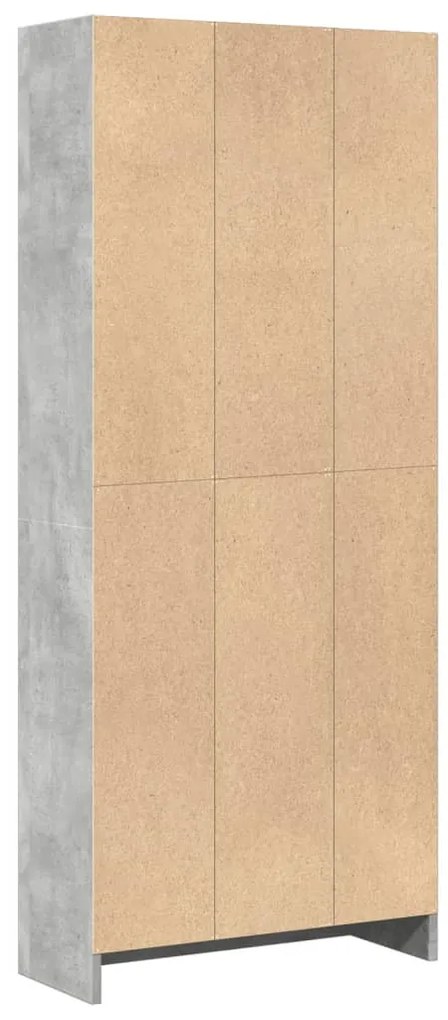 betonszürke szerelt fa könyvespolc 60 x 24 x 143 cm