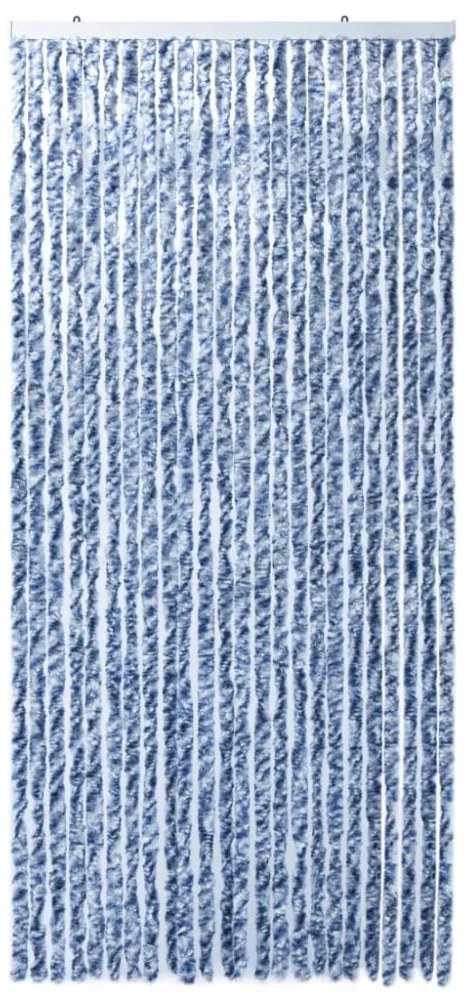 kék, fehér és ezüstszínű zsenília rovarfüggöny 100 x 220 cm