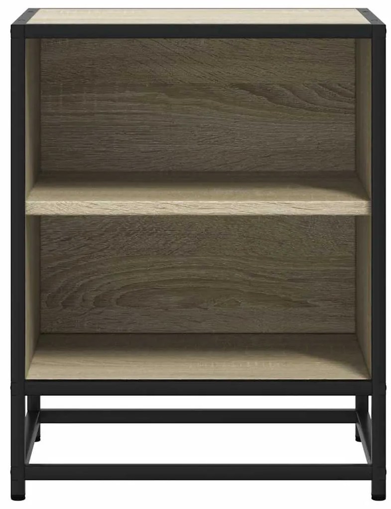Éjjeliszekrények 2 db Sonoma tölgy 40x31x50 cm Gépi fa és fém