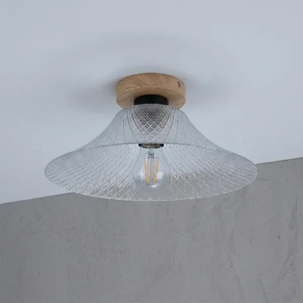 Mennyezeti lámpa JULL WOOD 1xE27/15W/230V tölgy/átlátszó átm. 34 cm