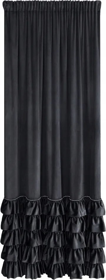 Carli szalagfüggöny 140x250 Eurofirany bársony fekete fodros