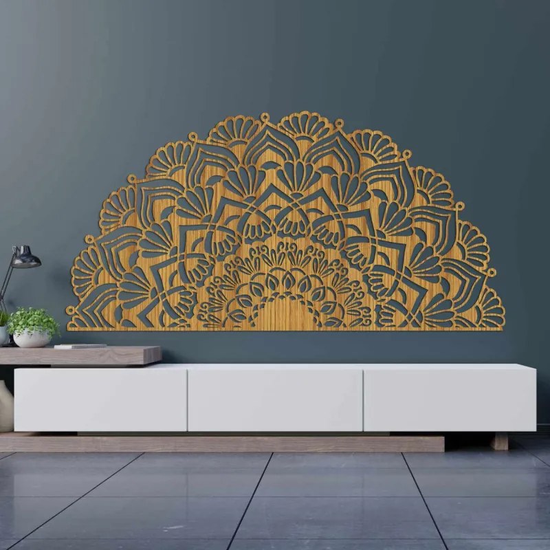 Modern, félig fából készült mandala falra | MENSIS