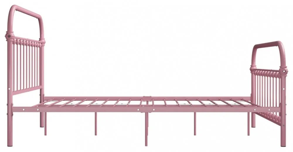 rózsaszín fém ágykeret 120 x 200 cm