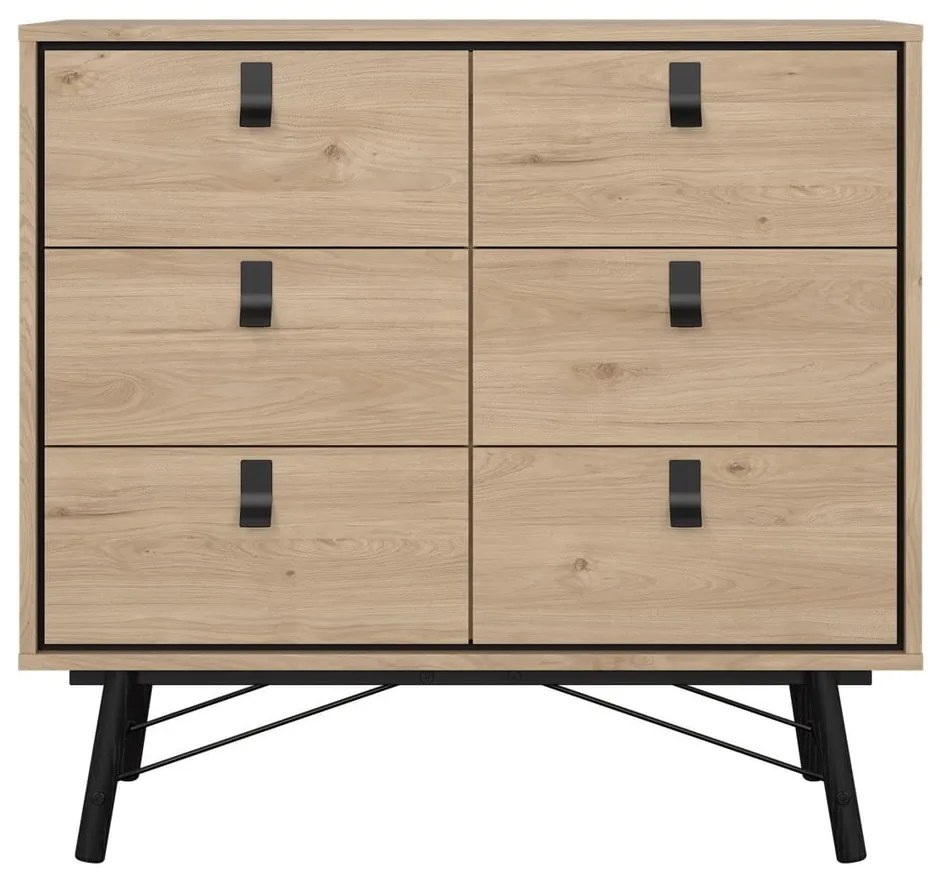 Natúr színű alacsony komód tölgyfa dekorral 102x99 cm Ry – Tvilum