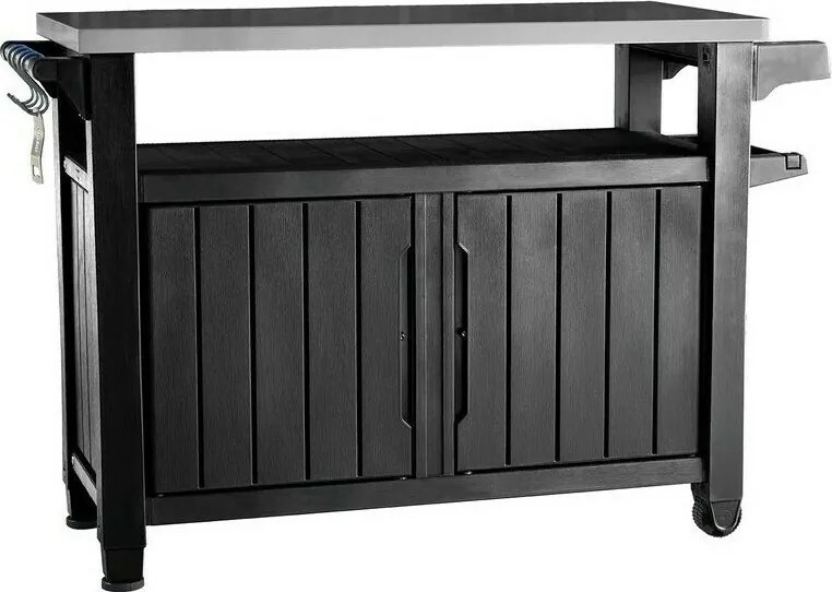 Keter UNITY XL 207 l multifunkcionális kertigrillezőasztal, grafit, 134 x 52 x 90 cm