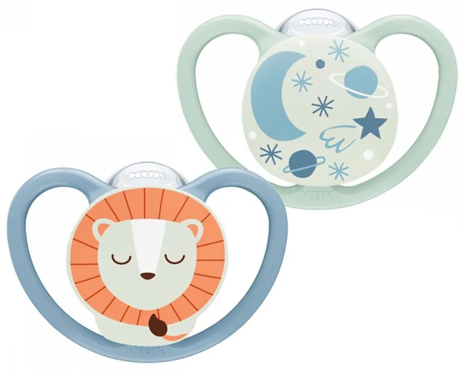 Baba cumi NUK Space Nights 6-18h 2 db/BOX fiú, vel. 6-18 m