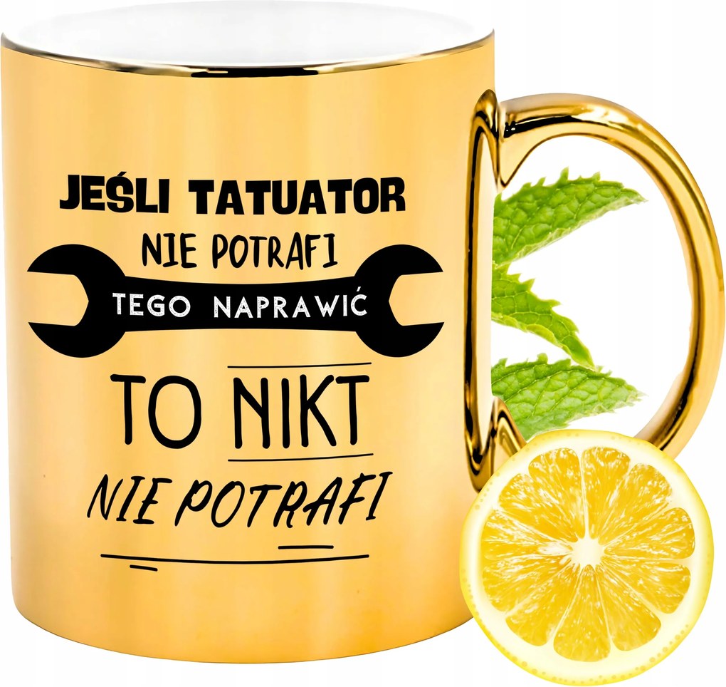 Prémium Arany Csillogó Bögre Tetováló Ajándék Nyomtatott Fotóval