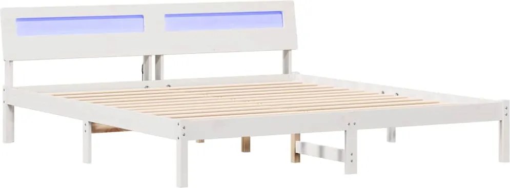 vidaXL Ágykeret fejtámlával Fehér 180 x 200 cm Tömör fenyőfa
