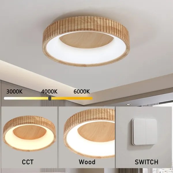 Brilagi - FALCON WOOD MODERN LED mennyezeti lámpatest, 30 W, 230 V, Ø 45 cm, fa