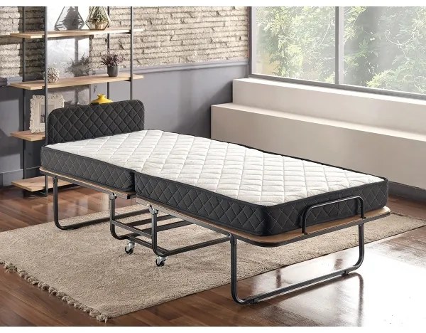 Összecsukható fém egyszemélyes ágy matraccal HERON 90x204 cm fehér