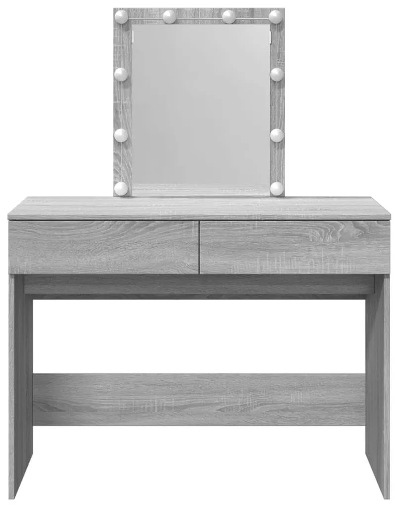 szürke sonoma színű fésülködőasztal LED-del 100 x 40 x 130 cm