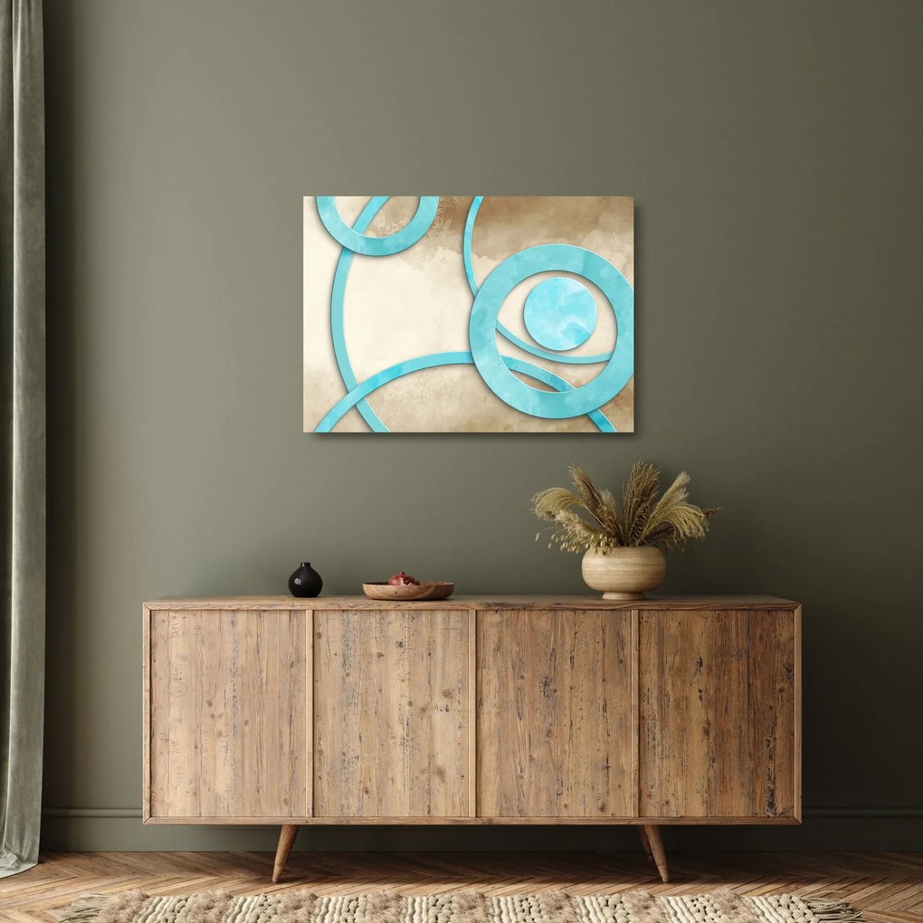 Kép - Kék körök akvarell (üvegen) (70x50 cm)