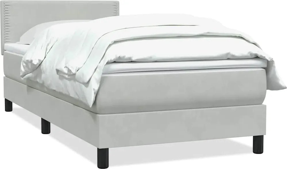 vidaXL világosszürke bársony rugós ágy matraccal 80x210 cm