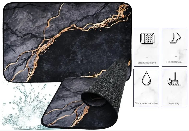 Csúszásgátló fürdőszobaszőnyeg márvány mintával – 80x50 cm