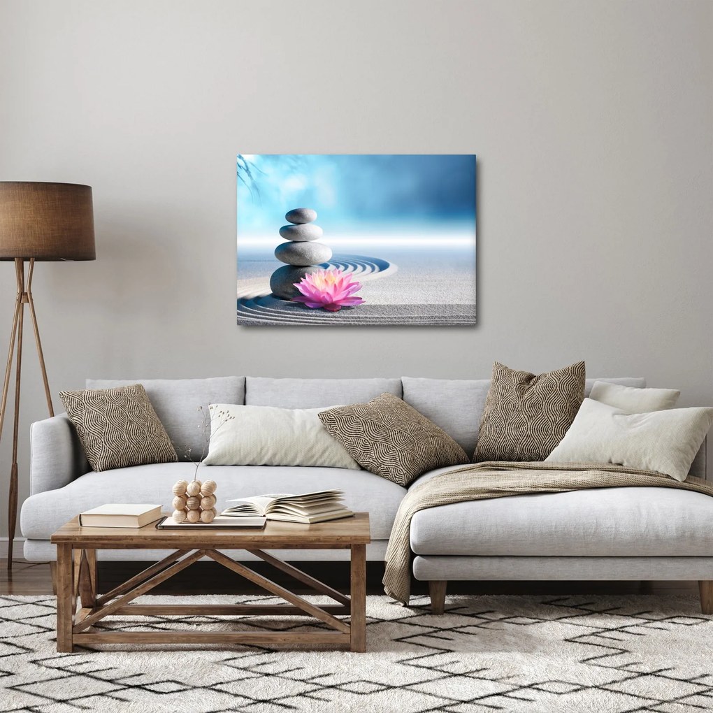 Homok, liliom és spa kövek képe (70x50 cm)