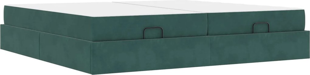 vidaXL Ágykeret matraccal matracmal 2 pcs Zöld Bársony