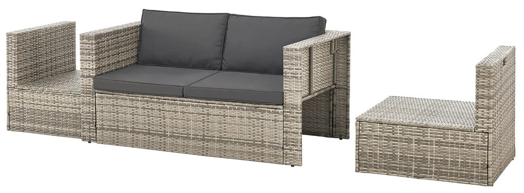 Juskys Salou rattan kerti bútor szett - szürke