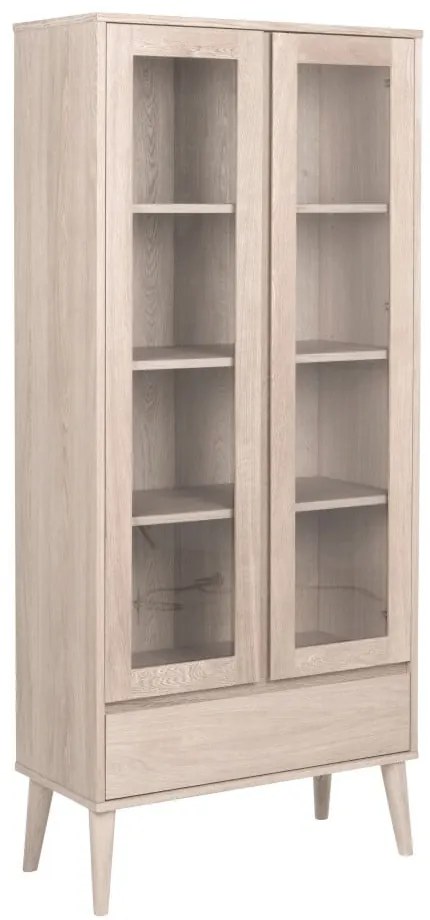 Natúr színű tálalószekrény tölgyfa dekorral 80x178 cm Nagano – Actona