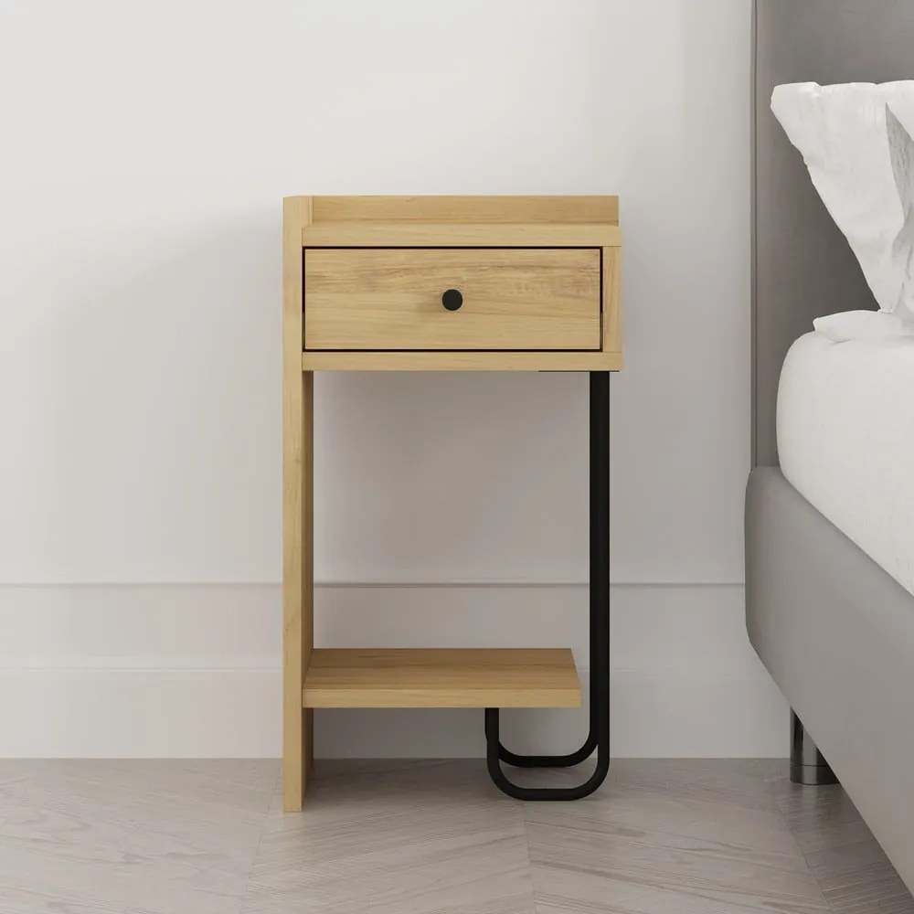 Natúr színű éjjeliszekrény tölgyfa dekorral Mercure – Marckeric