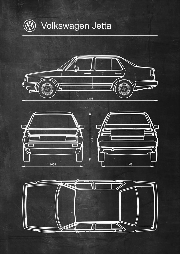Poszter Volkswagen Jetta Retro Patent Séma
