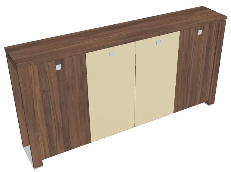 Verno+ közepes gardrób 260 x 46 x 130 cm, kombinált ajtó, dió / vanília
