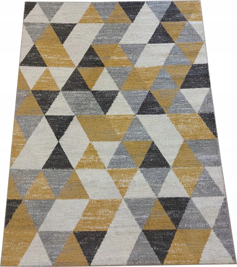 Modern szőnyeg sárga szürke háromszögek 60x120 cm